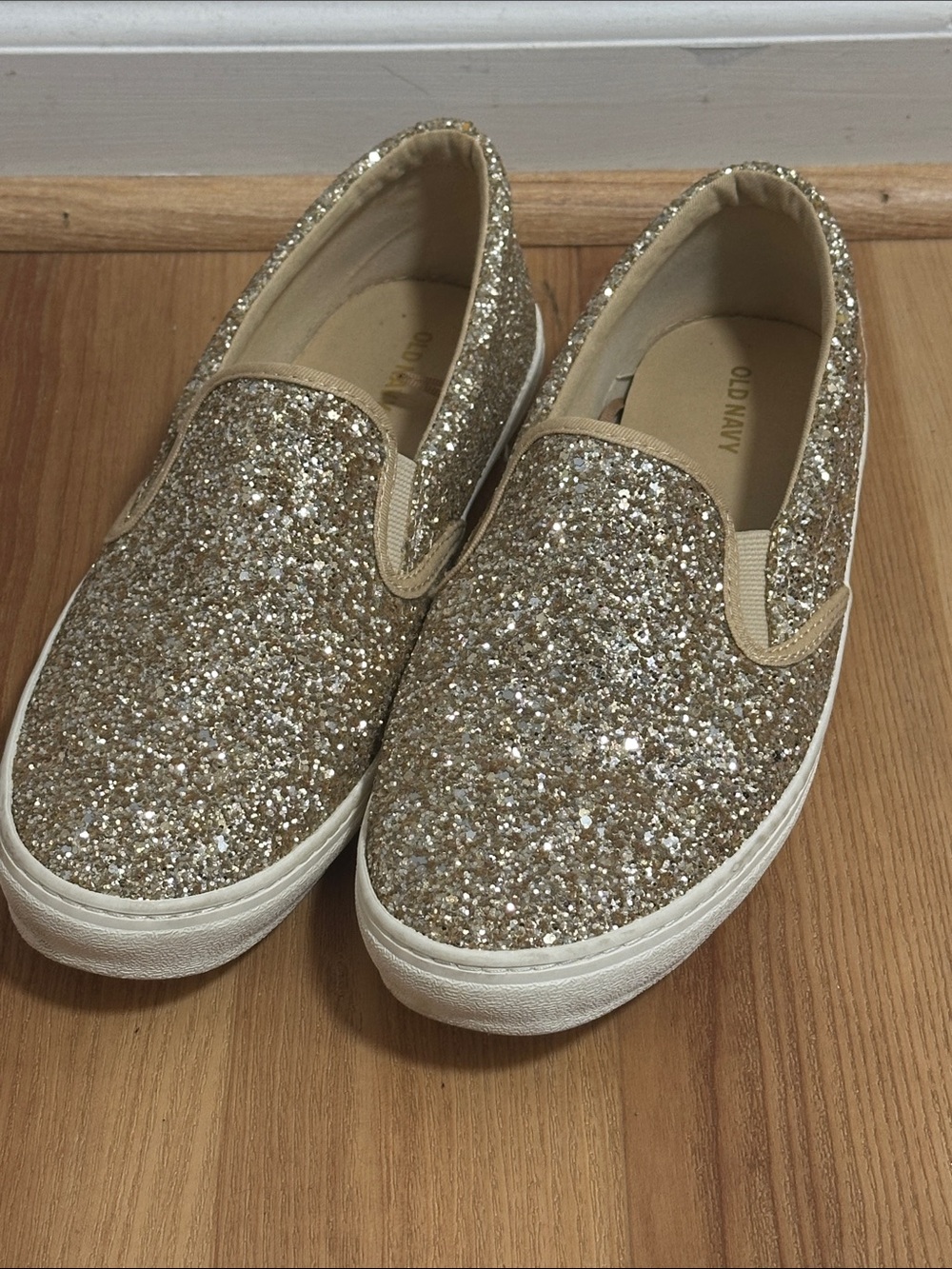 Old Navy Gold Glitter Slip-On Shoes